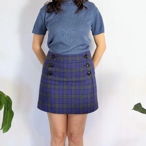 Vintage Gap Skirt size 14 Plaid Button-Detail Skirt - Blue and Black